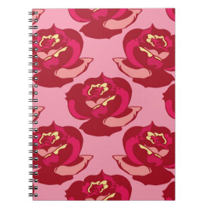 Seamless pattern gold burgundy roses vintage beaut notebook