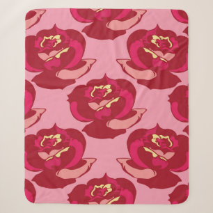 Seamless pattern gold burgundy roses vintage beaut sherpa blanket