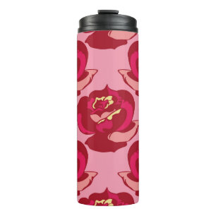 Seamless pattern gold burgundy roses vintage beaut thermal tumbler