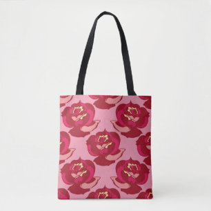 Seamless pattern gold burgundy roses vintage beaut tote bag