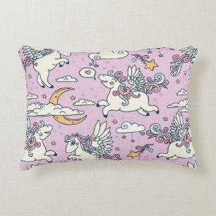 Seamless pattern, good night, cute cartoon pegasus decorative cushion