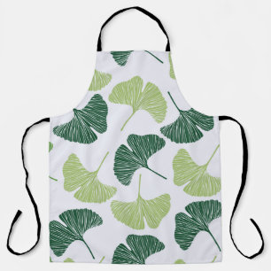 Seamless pattern Green ginkgo biloba Apron