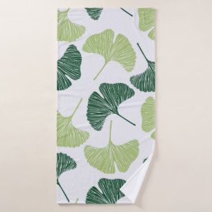 Seamless pattern Green ginkgo biloba Bath Towel