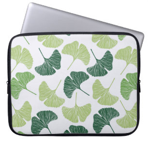 Seamless pattern Green ginkgo biloba Laptop Sleeve
