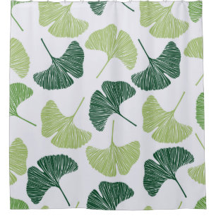 Seamless pattern Green ginkgo biloba  Shower Curtain