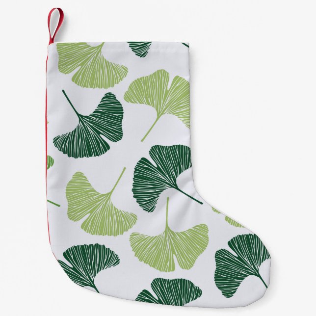 Seamless pattern Green ginkgo biloba  Small Christmas Stocking (Front)