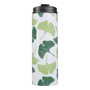Seamless pattern Green ginkgo biloba Thermal Tumbler
