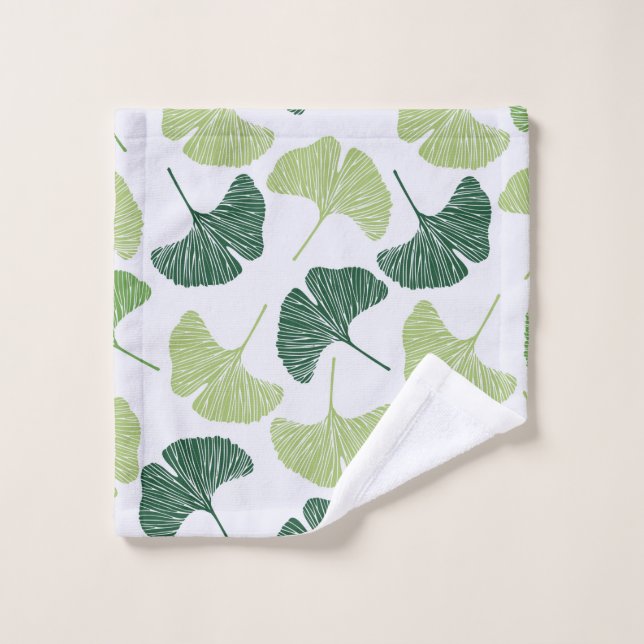 Seamless pattern Green ginkgo biloba  Wash Cloth (Wash Cloth)
