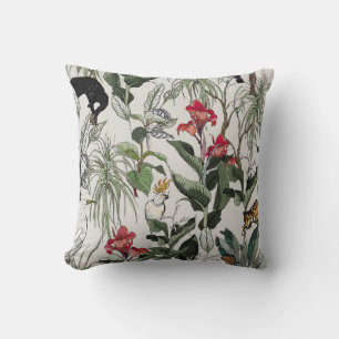 Seamless Pattern Hand Drawn Botanical Illustration Cushion