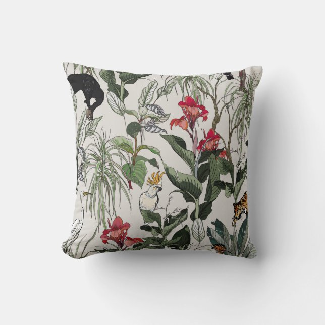 Seamless Pattern Hand Drawn Botanical Illustration Cushion (Front)