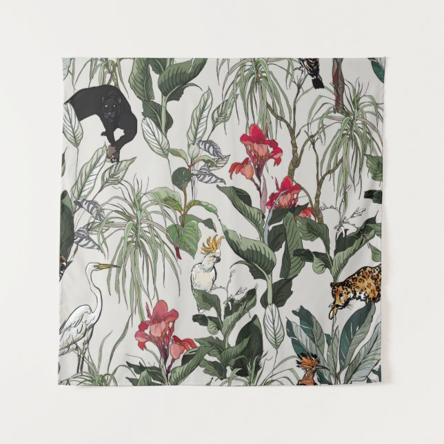 Seamless Pattern Hand Drawn Botanical Illustration Tapestry (Front)
