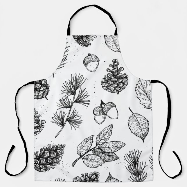 Seamless pattern. Hand drawn vintage illustrations Apron (Front)