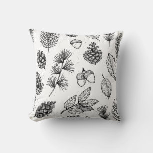 Seamless pattern. Hand drawn vintage illustrations Cushion