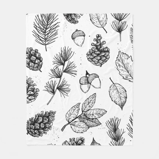 Seamless pattern. Hand drawn vintage illustrations Fleece Blanket (Front)