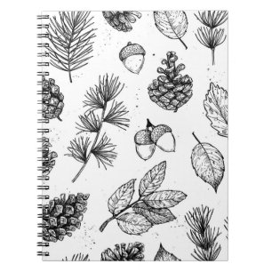 Seamless pattern. Hand drawn vintage illustrations Notebook