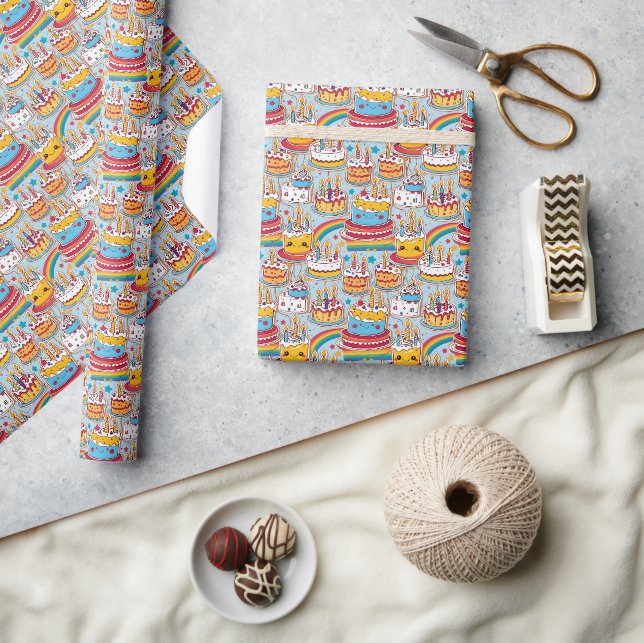 Seamless Pattern Happy Birthday Party Wrapping Paper (Crafts)