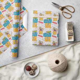 Seamless Pattern Happy Birthday Party Wrapping Paper