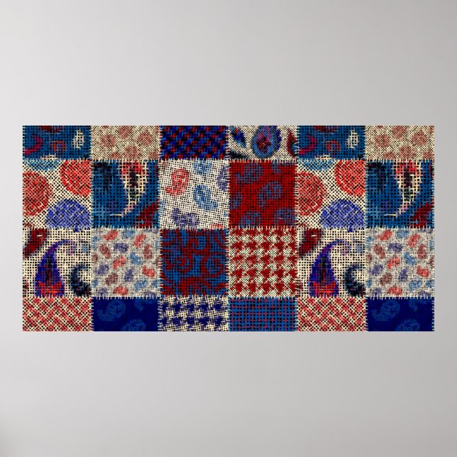 Seamless pattern. Imitation of a patchwork pattern Poster (Front)
