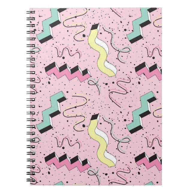 Seamless pattern in bright abstract retro style notebook (Front)