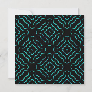Seamless Pattern In Bright Turquoise On Black Card