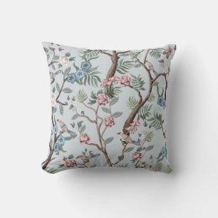 Seamless pattern in chinoiserie style with peonies cushion