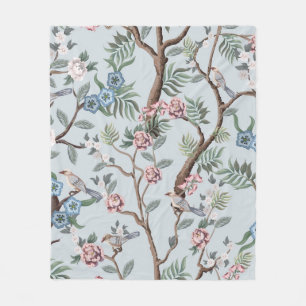 Seamless pattern in chinoiserie style with peonies fleece blanket