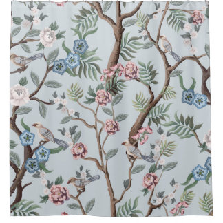 Seamless pattern in chinoiserie style with peonies shower curtain