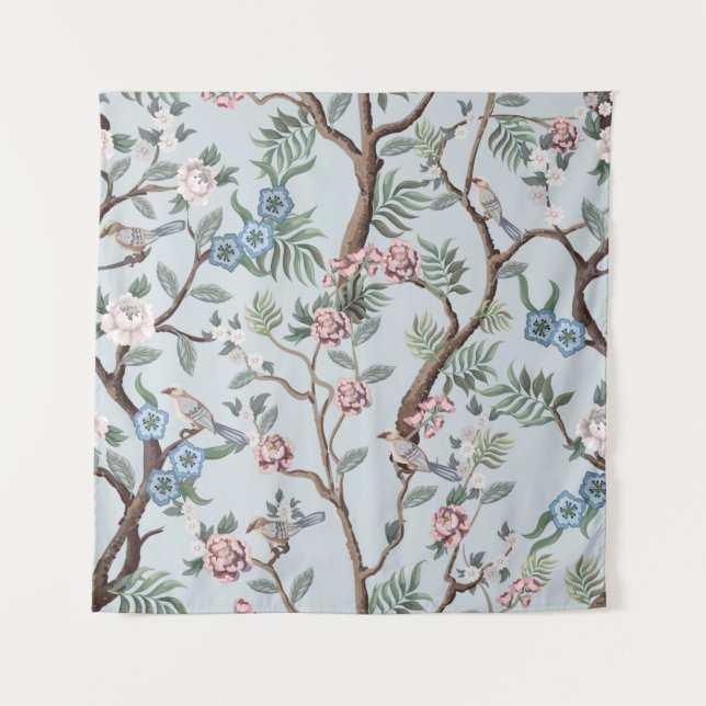 Seamless pattern in chinoiserie style with peonies tapestry (Front)