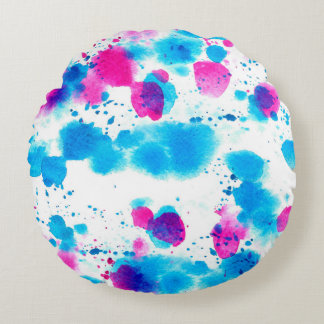 Seamless pattern in grunge style with stains water round cushion