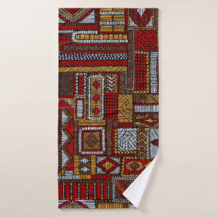 Seamless pattern in patchwork style. Embroidered E Bath Towel