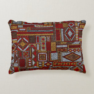 Seamless pattern in patchwork style. Embroidered E Decorative Cushion