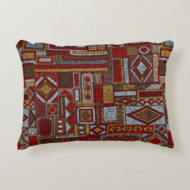 Seamless pattern in patchwork style. Embroidered E Decorative Cushion (Front)