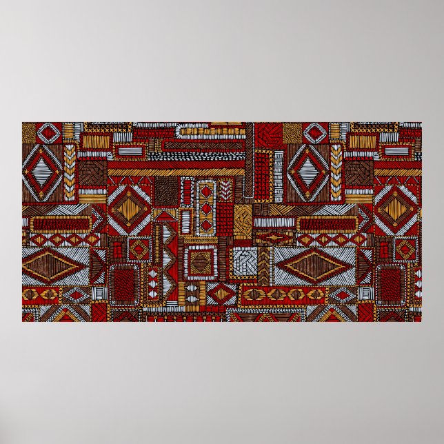 Seamless pattern in patchwork style. Embroidered E Poster (Front)