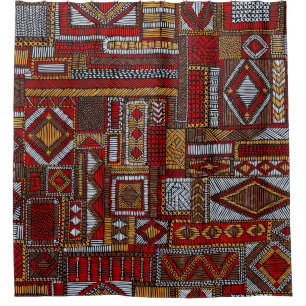 Seamless pattern in patchwork style. Embroidered E Shower Curtain