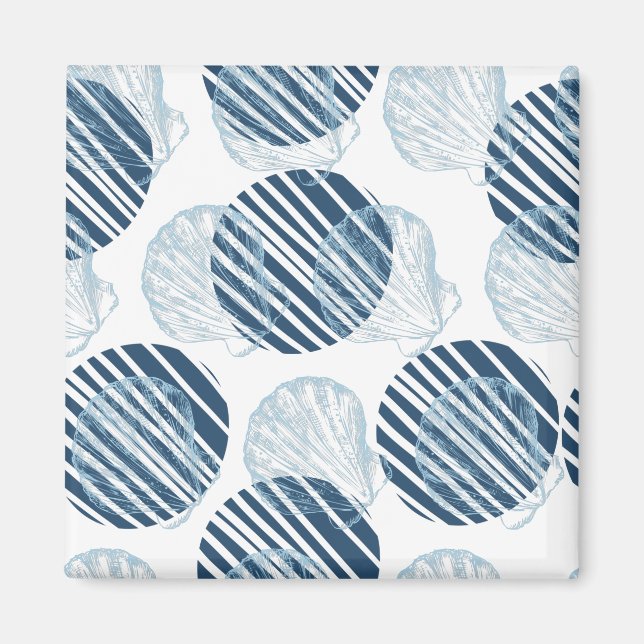 Seamless pattern in trendy colors with seashells magnet (Front)