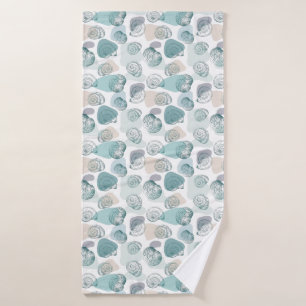 Seamless pattern in trendy colours with seashells bath towel