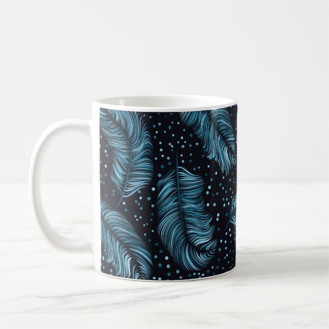 Seamless pattern, infinite texture. dark feather b coffee mug (Left)