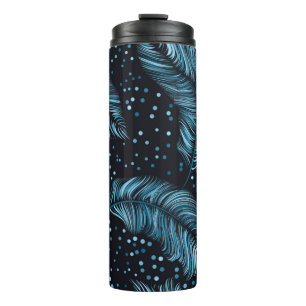 Seamless pattern, infinite texture. dark feather b thermal tumbler