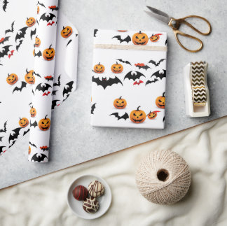 Seamless Pattern Jack O'lantern Halloween Wrapping Paper