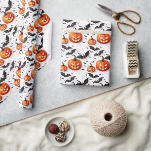 Seamless Pattern Jack O'lantern Halloween Wrapping Paper
