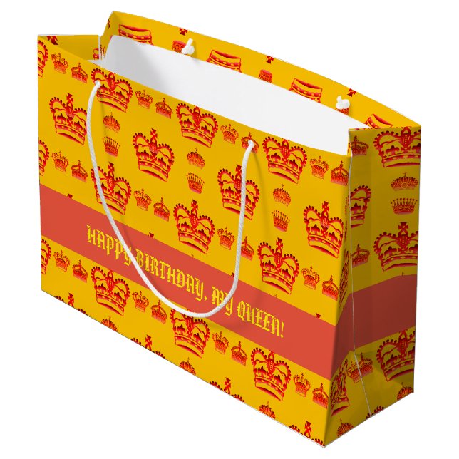 Seamless Pattern King's Crowns Of Red Colour Large Gift Bag (Back Angled)