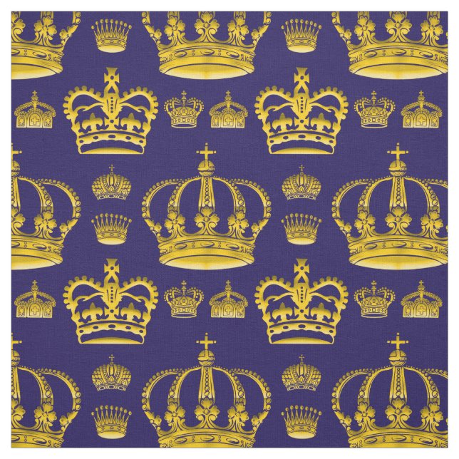 Seamless Pattern King's Crowns Of Yellow Colour Fabric (Swatch)
