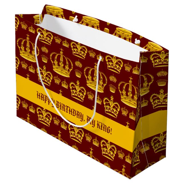 Seamless Pattern King's Crowns Of Yellow Colour La Large Gift Bag (Back Angled)