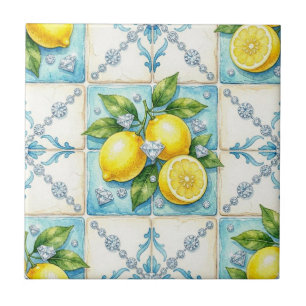 Seamless Pattern Lemons and Diamonds Tile