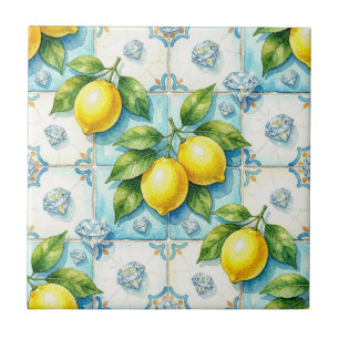 Seamless Pattern Lemons and Diamonds Tile