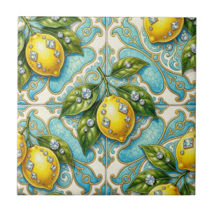 Seamless Pattern Lemons and Diamonds Tile