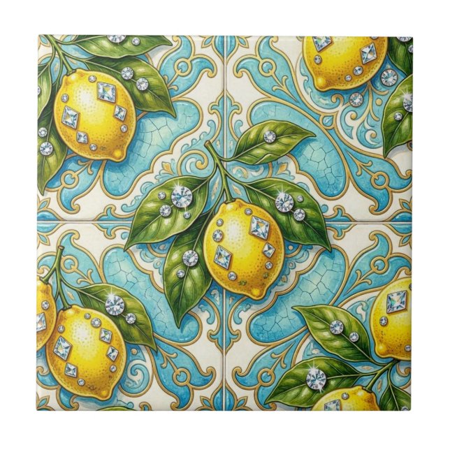 Seamless Pattern Lemons and Diamonds Tile (Front)