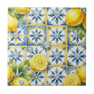 Seamless Pattern Lemons and Diamonds Tile