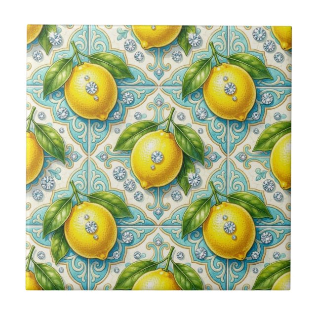 Seamless Pattern Lemons and Diamonds Tile (Front)