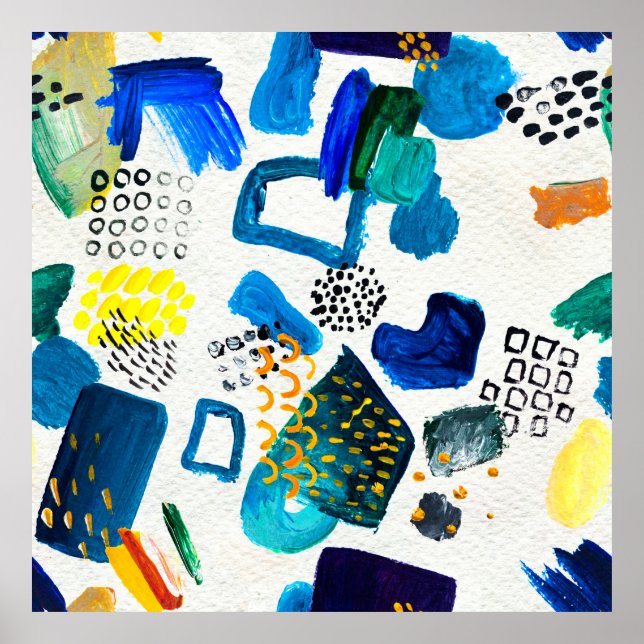 Seamless pattern made by hand drawn paint strokes. poster (Front)